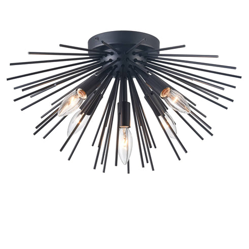 Indsutrial Sputnik Flush Mount Ceiling Light Black Light Fixture